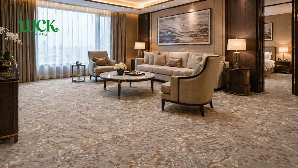 Wool Printed Wall To Wall Carpet For Hotel